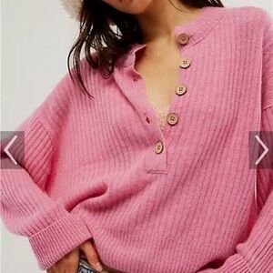 Free People Cashmere Pink Button-Up Women Sweater